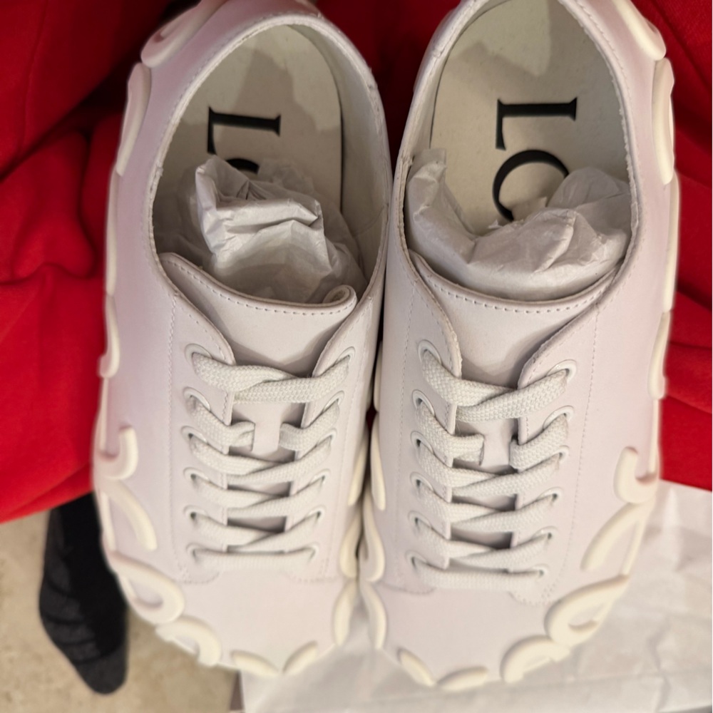 Loewe Off-White Leather Low-Top Sneakers with Sculpted Accents